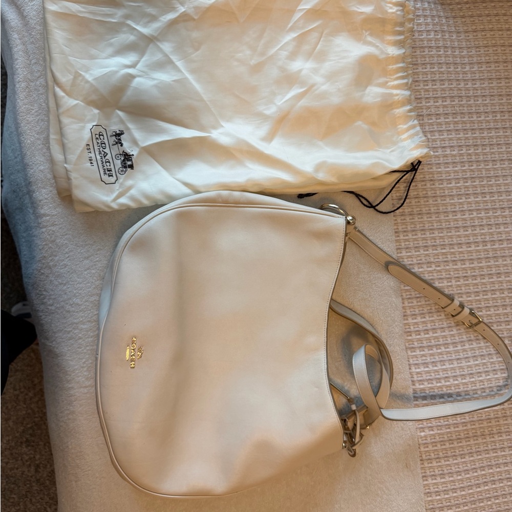 Coach Cream Pebble Leather Shoulder Bag